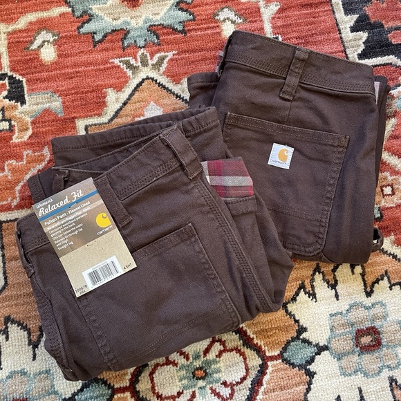 Carhartt Denim - BUNDLE 2 PAIRS NWT Carhartt Fulton Pant Womens 4 Short Flannel Lined Canvas